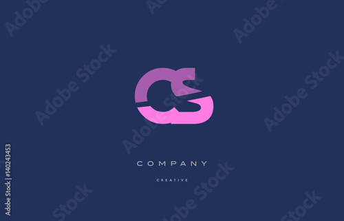cs c s  pink blue alphabet letter logo icon