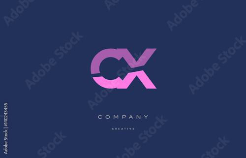 cx c x  pink blue alphabet letter logo icon photo