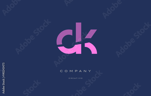 dk d k  pink blue alphabet letter logo icon