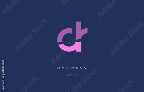 dr d r  pink blue alphabet letter logo icon