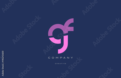 gf g f  pink blue alphabet letter logo icon