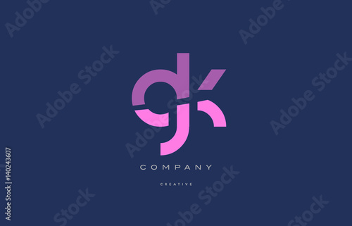 gk g k  pink blue alphabet letter logo icon