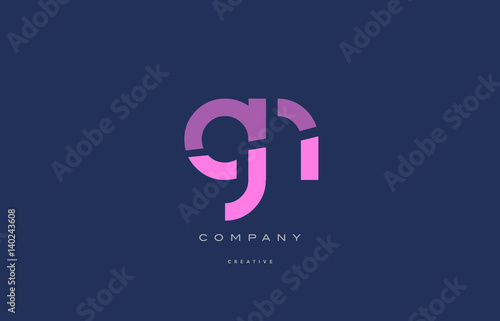 gn g n  pink blue alphabet letter logo icon photo