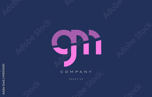 gm g m  pink blue alphabet letter logo icon photo