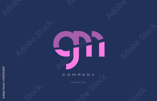 gm g m  pink blue alphabet letter logo icon