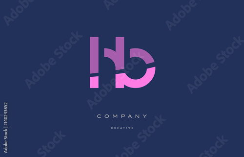 hb h b  pink blue alphabet letter logo icon