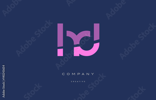 hd h d  pink blue alphabet letter logo icon