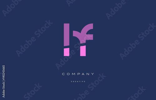 Fotografia hf h f  pink blue alphabet letter logo icon