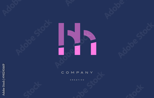 hh h h  pink blue alphabet letter logo icon