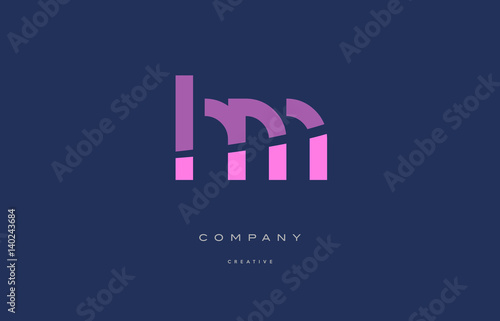 hm h m  pink blue alphabet letter logo icon