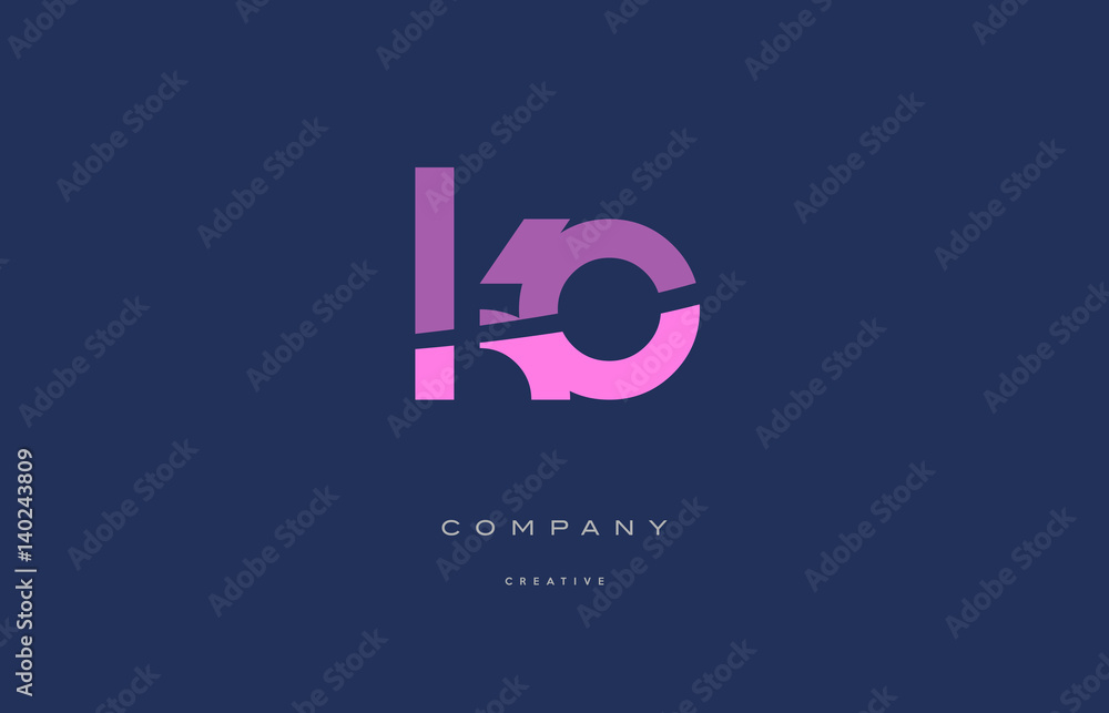 ko k o  pink blue alphabet letter logo icon - obrazy, fototapety, plakaty 