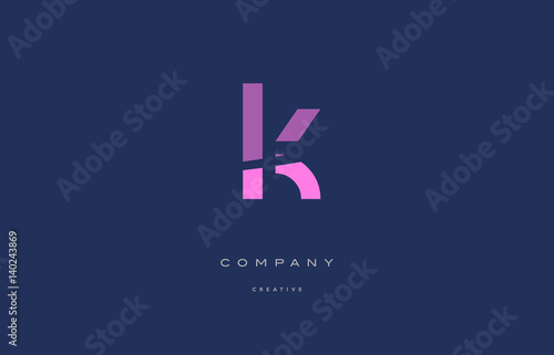lk l k pink blue alphabet letter logo icon