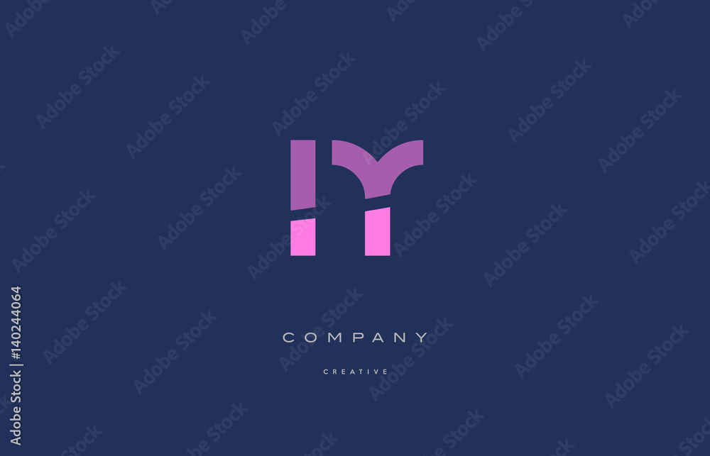 nr n r  pink blue alphabet letter logo icon