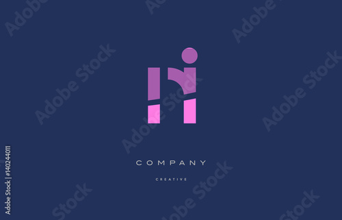 ni n i  pink blue alphabet letter logo icon