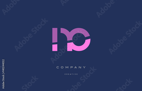 no n o  pink blue alphabet letter logo icon