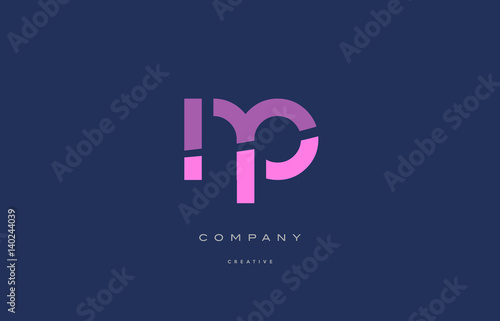 np n p  pink blue alphabet letter logo icon
