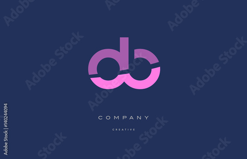 Obraz na płótnie ob o b  pink blue alphabet letter logo icon