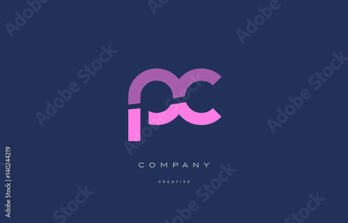 pc p c  pink blue alphabet letter logo icon