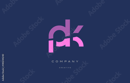 pk p k  pink blue alphabet letter logo icon