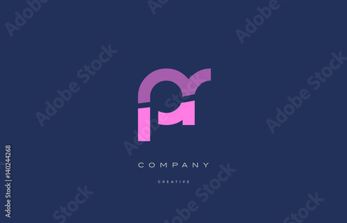 pr p r pink blue alphabet letter logo icon