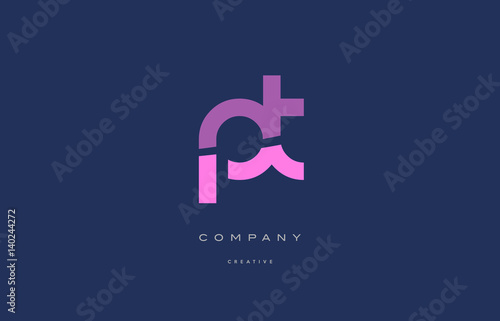 pt p t pink blue alphabet letter logo icon