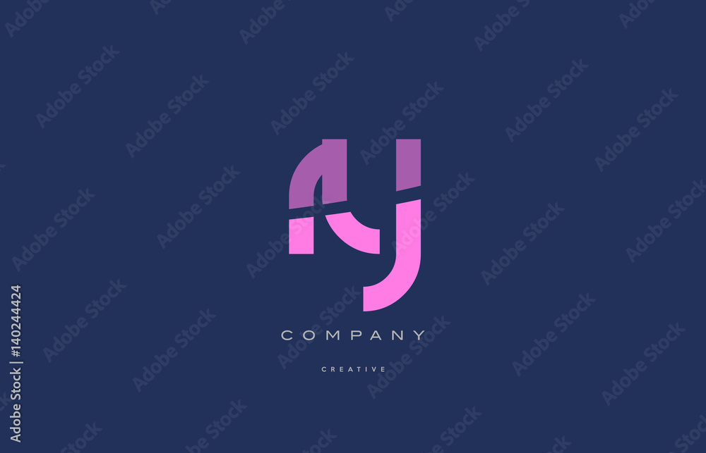 ry r y  pink blue alphabet letter logo icon - obrazy, fototapety, plakaty 