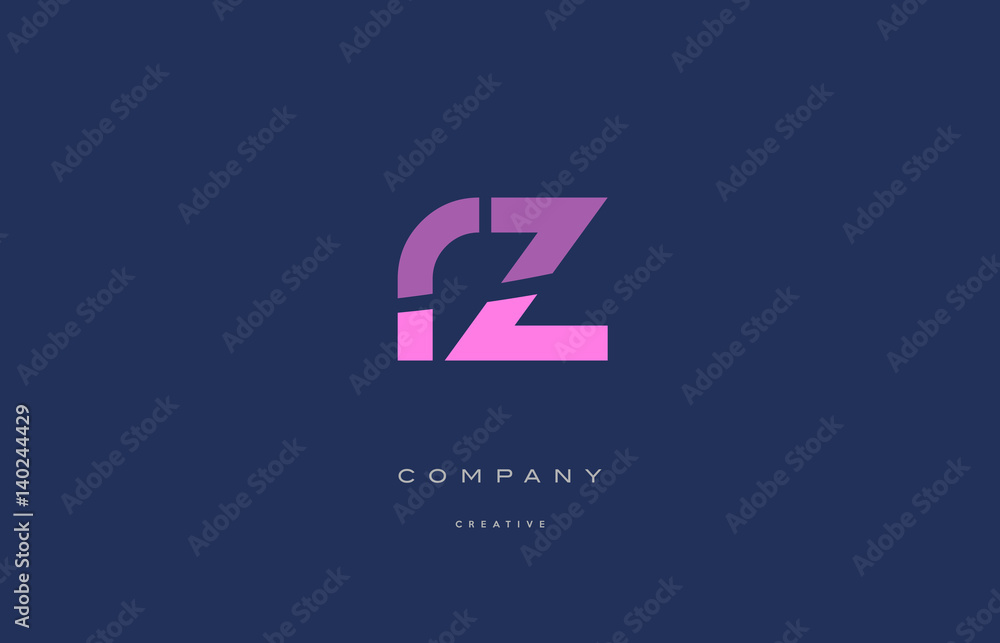Obraz premium rz r z pink blue alphabet letter logo icon