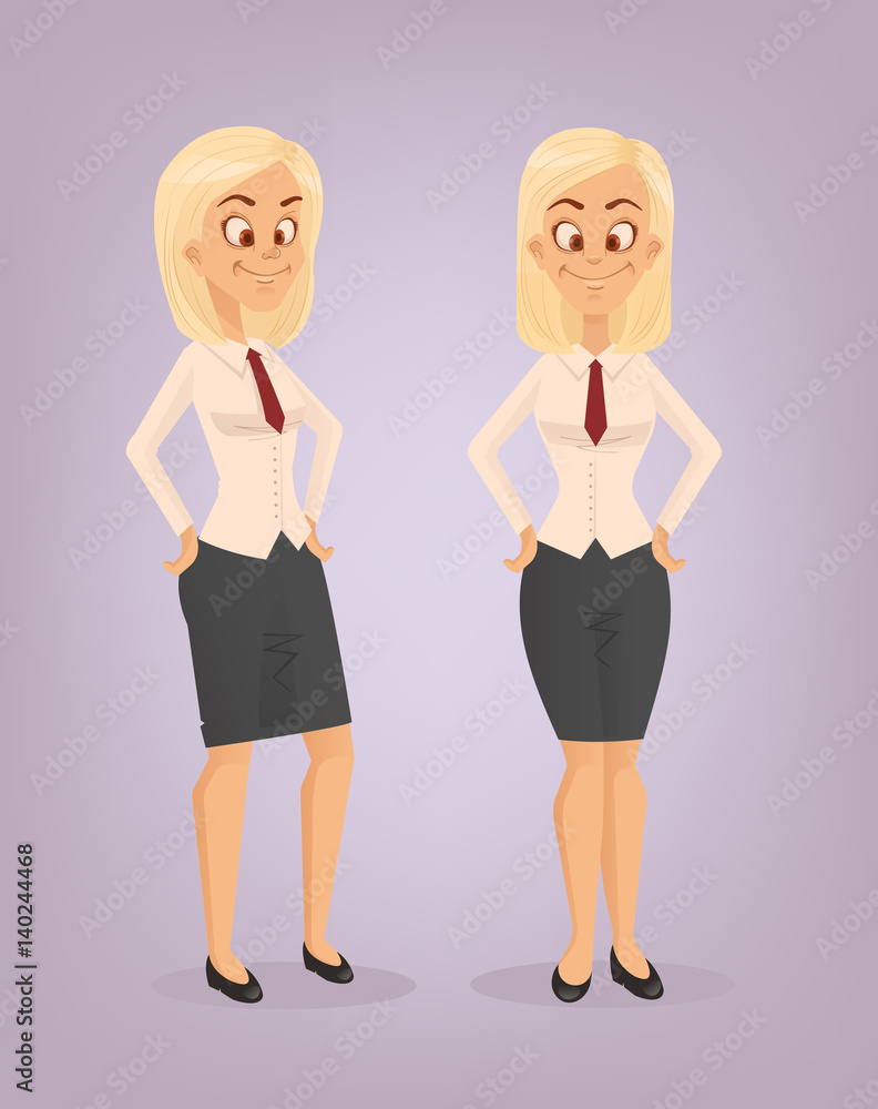 Office worker woman character set. Vector flat cartoon illustration Office worker woman character set. Vector flat cartoon illustration