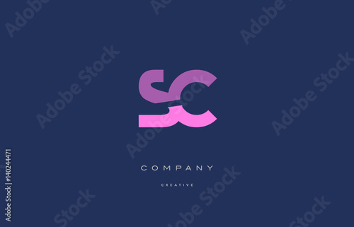 sc s c  pink blue alphabet letter logo icon