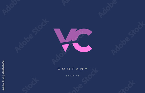 vc v c  pink blue alphabet letter logo icon
