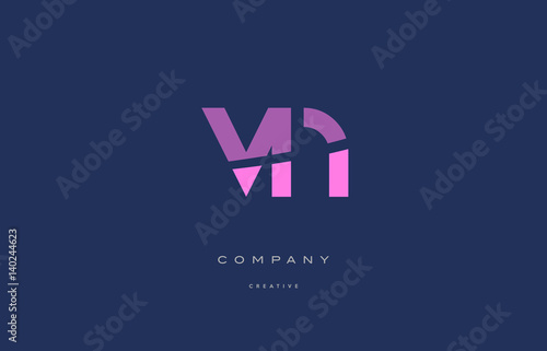 vn v n  pink blue alphabet letter logo icon