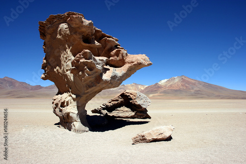 Arbol de Piedra (Stone tree) is an isolated rock formation in the Eduardo Avaroa Andean Fauna National Reserve, Sur Lipez Province, Bolivia