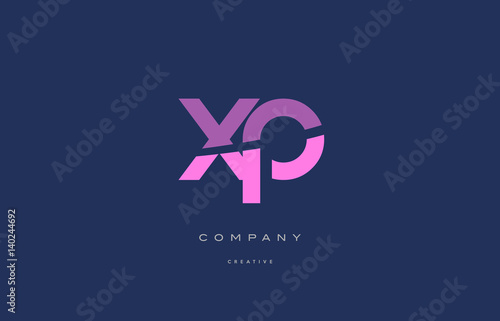 xp x p  pink blue alphabet letter logo icon