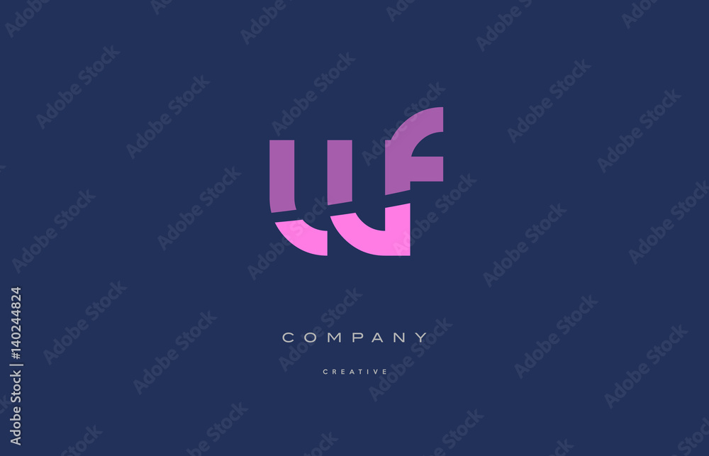 wf w f  pink blue alphabet letter logo icon