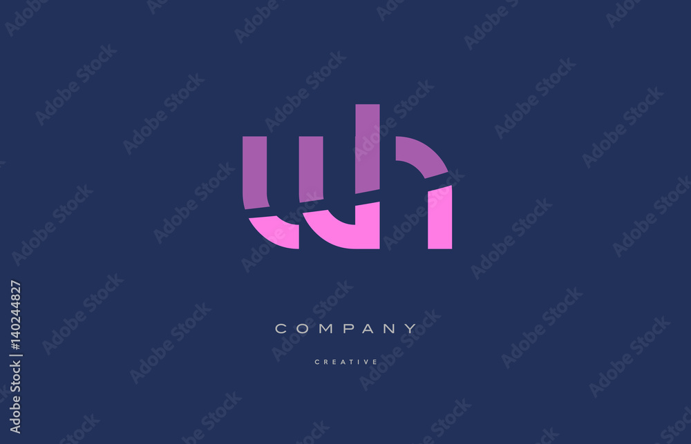 wh w h  pink blue alphabet letter logo icon