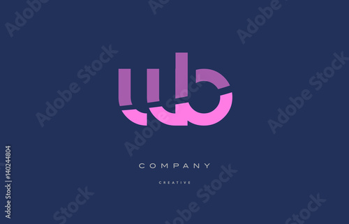 wb w b  pink blue alphabet letter logo icon photo