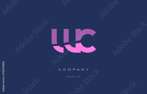 wc w c  pink blue alphabet letter logo icon