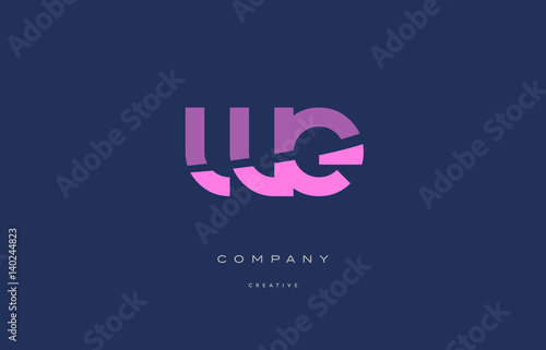 we w e  pink blue alphabet letter logo icon