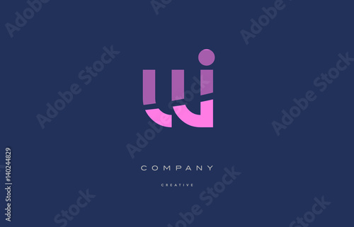 wi w i  pink blue alphabet letter logo icon
