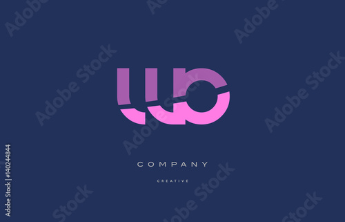 wo w o  pink blue alphabet letter logo icon