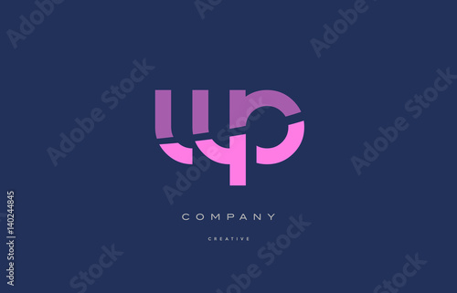 wp w p pink blue alphabet letter logo icon