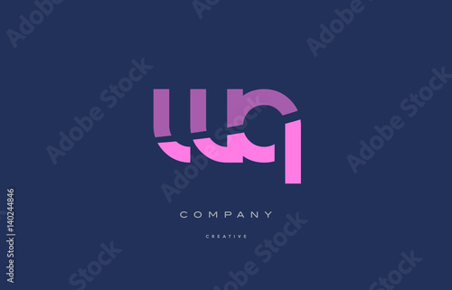 wq w q  pink blue alphabet letter logo icon photo