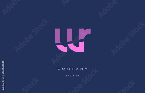 wr w r  pink blue alphabet letter logo icon