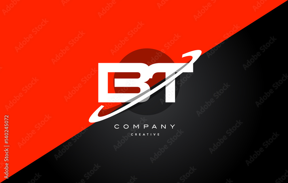 bt b t  red black technology alphabet company letter logo icon