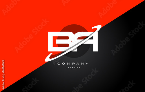 ba b a  red black technology alphabet company letter logo icon