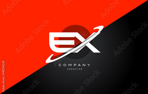 ex e x  red black technology alphabet company letter logo icon