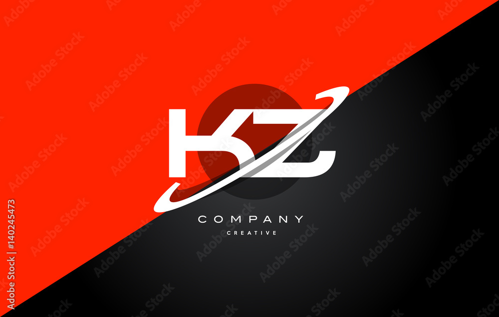 kz k z red black technology alphabet company letter logo icon Stock ...