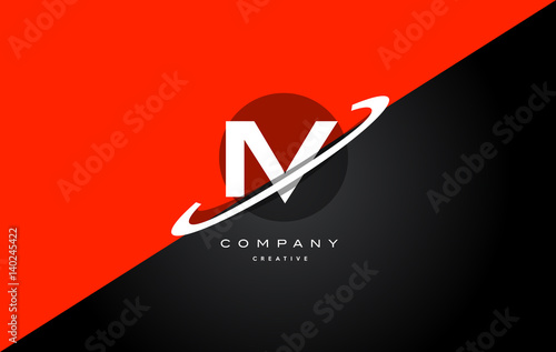 iv i v  red black technology alphabet company letter logo icon