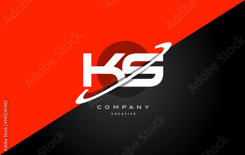 ks k s  red black technology alphabet company letter logo icon