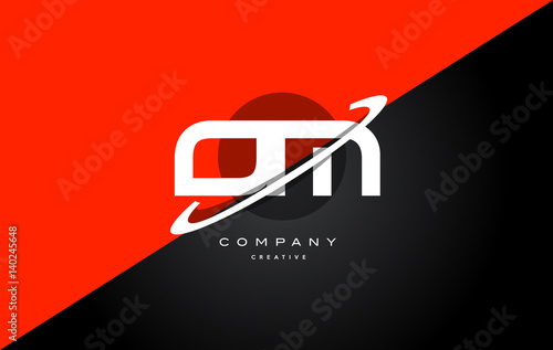 om o m  red black technology alphabet company letter logo icon